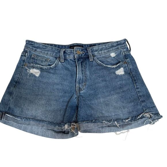 Lucky Brand Boyfriend Short Distressed Raw Hem Blue Denim Sz 8/29 - Picture 1 of 8